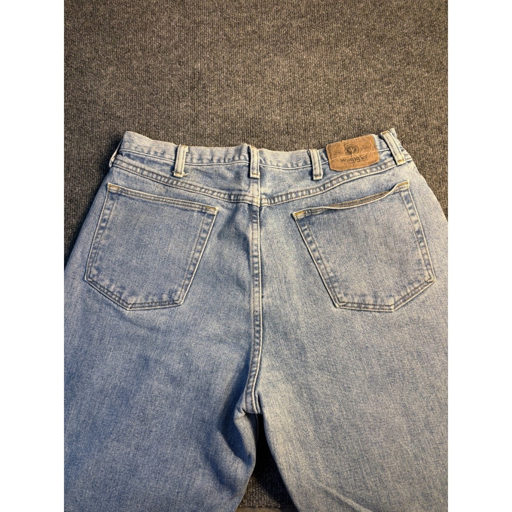 Wrangler Straight Jeans Mens 36x34 Blue Denim Low Waist High Rise Medium Wash - Picture 9 of 10